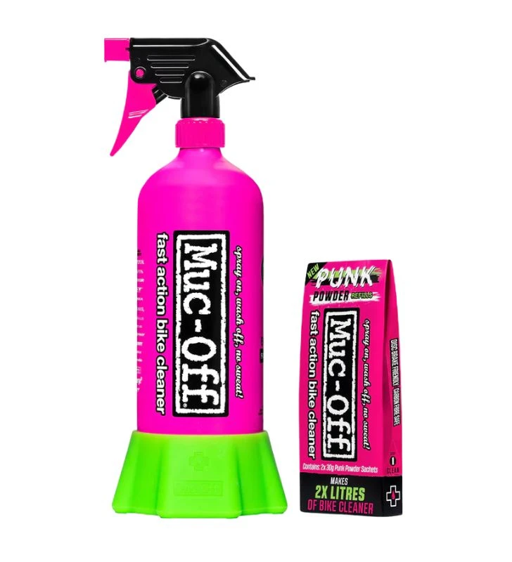 MUC-OFF Kit Limpiador Bici Punk Powder + Botella "For Life" (4 unidades)