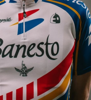 ETXEONDO Maillot Manga Corta Banesto azul / blanco