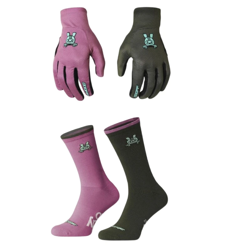 OOOFF Pack Guantes y Calcetines V2 khaki / violeta